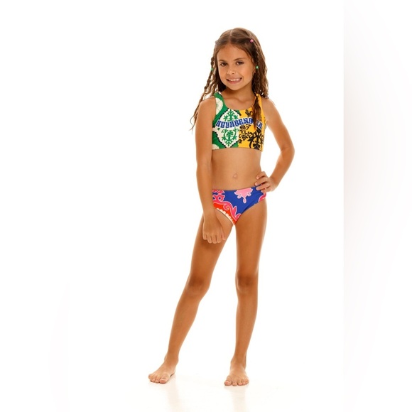 NWT Gianna Eames Girls Bikini 2 PC Set Colorful Patterned Size 2 - Picture 1 of 7